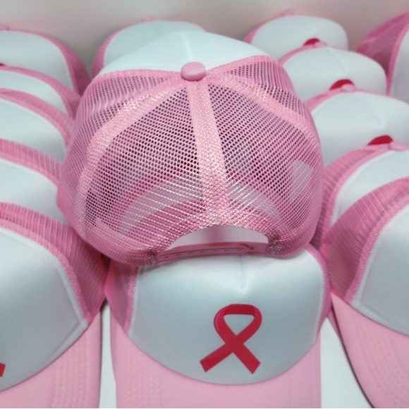 Cancer Ribbon Baseball Meshback Trucker Hat Adjustable Pink - Picture 2 of 6